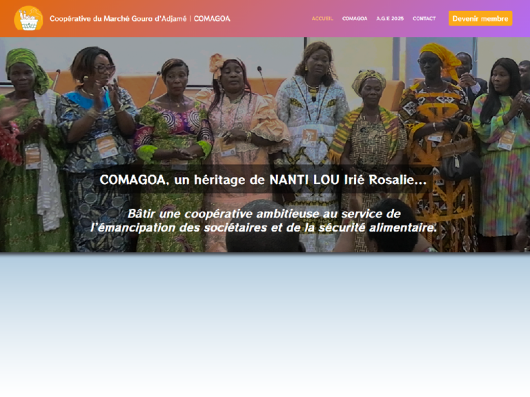 Création du Site Web et gestion des réseaux sociaux de la Coopérative du Marché Gouro d’Adjamé (COMAGOA)